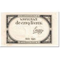 France, 5 Livres, 1793, Emon, 10 Brumaire De L'an 2 - (31 Octobre 1793), TTB - Assignats