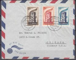 Luxembourg 1956 Europa CEPT Mi#555-557 Used On Aerogramme To USA - Lettres & Documents