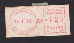 FRANCE POSTAGE RED METER PERMIT - 1985 « Carrier » Papier