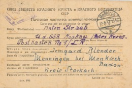 Messkirch Baden - Kriegsgefangenenpost Via Rotes Kreuz An Lager 343 Pleskau (heute Pskow) 1947 - Kriegsgefangenenpost