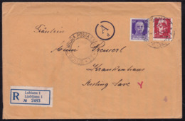 Lubiana (Ljubljana), Registered Cover, Franked With 2,50 Lire, Ljubljana 1 (35) To Jesenice (Krain-Reich), 1942 - Lubiana
