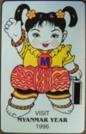 Myanmar - MPT, Urmet, Myanmar Year, Yellow Stripe, IDD Phone Card, 100U, 1996, 15.000ex, Mint - Myanmar (Burma)