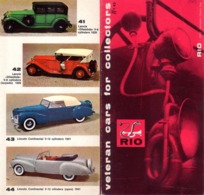 Catalogue RIO 1970 Veteran Cars For Collectors Scale 1/43 Folder  - En Anglais - Catalogi