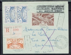 Guadeloupe - 1947 - 1ére Liaison Aérienne Guadeloupe-Martinique - Env. Recommandé De Pointe A Pitre Vers Fort De France. - Storia Postale