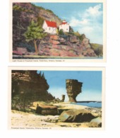 2 Different TOBERMORY, Ontario, Canada, Flower Pot Island, Lighthouse, Old WB PECO Postcards, Bruce County - London