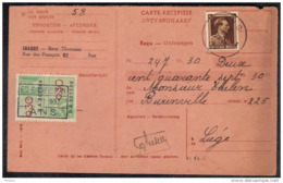 CARTE RECEPISSE. TIMBRES FISCAUX. 1937  (LM50) - Documents