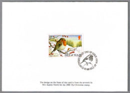 ROBIN - PETIRROJO. Isla De Man 1988 - Mechanical Postmarks (Advertisement)