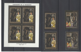 GENERAL DE GAULLE OR GOLD MADAGASCAR MALAGASY 1 BLOCS + 4 Timbres MNH ** /FREE SHIPPING REGISTERED - De Gaulle (Generaal)