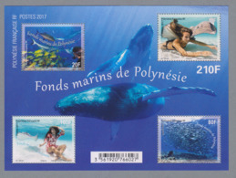 #213 POLYNESIE FRANCAISE 2017 Neuf** Fonds Marins Bloc Feuillet N° 46 Feuillet 4 Timbres Y&T 1151 1152 1153 1154 - Blocs-feuillets