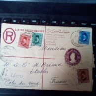 ENTIER RECOMMANDE 1936 AVEC ARRIVEE ETAPLES FRANCE 4 COULEURS - Storia Postale