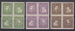 Denmark 1924 Mi#131-142 Viererblocks, Pieces Of Four, Mint Hinged - Unused Stamps