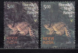 Used 2009 EFO Error / Freak Colour Shift, India  North East Fauna, Marble Cat, Big Cats, Animal (Normal + Erros ) - Plaatfouten En Curiosa