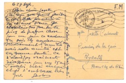 Cachet Du Centre D'instruction D'infanterie N°3 De Bayonne (64) 27/09/1945 Sur Carte Postale Types De Basques - Cachets Militaires A Partir De 1900 (hors Guerres)