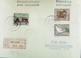 DDR: R-Brief Mit 10/25/35 Pf Bedrohte Tiere M. SbPA-R-Zettel 2, 5620  Worbis (553) Vom 25.6.90 Re Randstücke Knr:2527,ua - R-Zettel