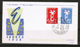 BELGIUM   Scott # 527-8 On 1958 "EUROPA" FIRST DAY COVER (F.D.C.) (OS-521) - 1958