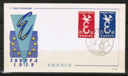 FRANCE   Scott # 889-90 On 1958 "EUROPA" FIRST DAY COVER (F.D.C.) (OS-528) - 1958