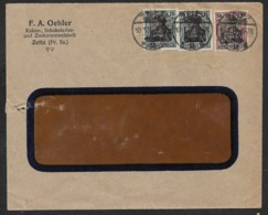 1922  - Dt.Reich - Germania 75Pfg, 50Pfg PERFIN LOCHUNG F.A.O ( F.A.Oehler ) - SCHOKOLADEN UND ZUCKERWAREN - Storia Postale