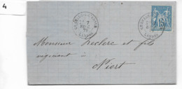 Lettre Type Sage, 15 C, Oblitération Grenade Sur L'Adour (Landes 40), Sept. 1879, Par Agen Bordeaux. - Seals Of Generality