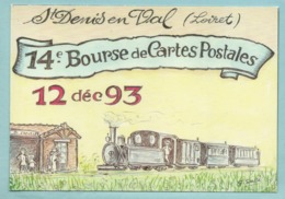 CPM 45 Saint Denis En Val 14 ème Bourse  Cartes Postales 1993 Thème Les Trams à Vapeur Illustrateur G Salles N°273 - Bourses & Salons De Collections