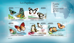 COMORES 2011 - Butterflies III. YT 2135-2139, Mi 2971-2975 - Comores (1975-...)