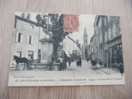 CPA 07 Ardèche Vernoux D'Ardèche L'église La Grande Rue Et La Fontaine   BE - Vernoux