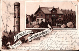! Alte Litho Ansichtskarte Gruss Vom Hohen Schneeberg, Schneebergturm, Tetschen - Czech Republic