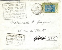 1935- Enveloppe De GRAND-BASSAN  Pour La France Avec 2  Rectangles PUB - Briefe U. Dokumente