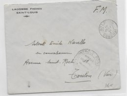 1941 - ENVELOPPE FM De SAINT LOUIS (SENEGAL) Avec CENSURE AOF => TOULON - Cartas & Documentos