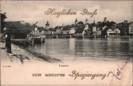 ! 1905 Alte Ansichtskarte Luzern, Schweiz, Stempel Sachseln, Dampfer, Raddampfer - Lucerna