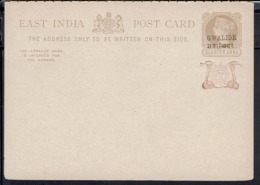 Inde - Gwalior - Entier Postal Quarter Anna, Sans La Réponse - TB - - Gwalior
