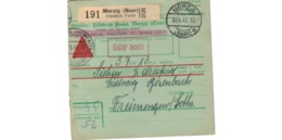ALLEMAGNE  /  COLIS-POSTAL  /  De Merzig ( Friedrich Fuchs Tabak - Zigaretten Fabrik )   / 30-4-43 - Cartas