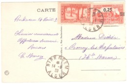 BIRKADEM Algérie Carte Postale 15c Touggourt 0,25/50c Amirauté Yv 106 148 Ob 1939 Dest Orsmoy Haute Marne - Briefe U. Dokumente