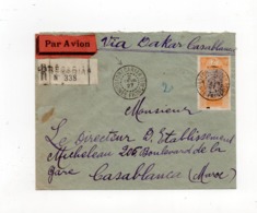 !!! PRIX FIXE : GUINEE, LETTRE RECOMMANDEE PAR AVION DE FORECARIAH POUR CASABLANCA DE 1927, AFFRANCH RECTO VERSO - Briefe U. Dokumente