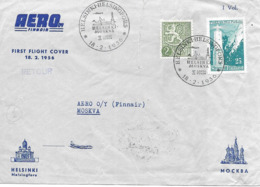 Helsinki-Moscou Premier Vol 1956 Sur Lettre, First Flight Cover. Voir 2 Scan - Lettres & Documents