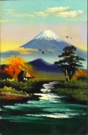 CPA. - JAPON - Belle Carte Japonaise Semblant être Peinte à La Main Avec Des Reliefs - Montagne Fujiyama - TBE - Andere