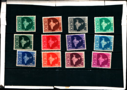 90922) India 1957-58 SERIE CORRENTE CARTA DELL'INDIA 12 V.- MNH** - Unused Stamps