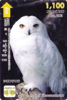 Carte Japon / Série Mois 2003 : 01/12 - ANIMAL OISEAU HIBOU HARFANG - SNOWY OWL Japan Prepaid Bus Card / V1 - Hiro 4497 - Gufi E Civette