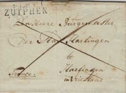 1814- TERRITOIRES  CONQUIS - Letter From P.121.P. / ZUTPHEN  To  Harlingen - ...-1860 Voorfilatelie