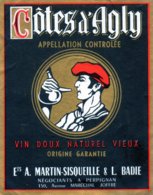 Jolie étiquette De Vin Côtes D'Agly. Ets Martin-Siqueille Et Badie. Années 50. - Languedoc-Roussillon