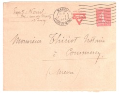 NANCY Meurthe Et Moselle Lettre Entête American YMCA 50c Semeuse Lignée Yv 199 Ob Meca Flier 1928 - Cartas & Documentos
