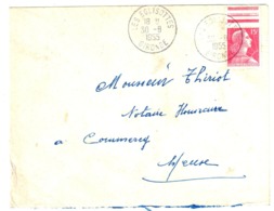 LES EGLISOTTES Gironde Lettre 15 F Muller Rouge Yv 1011 Bord De Feuille Ob 1955 - Lettres & Documents