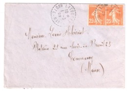 LATRECEY Haute Marne Lettre 25c Semeuse Yv 235 Ob 1929 Cercle Pointillé Recette Distribution Lautier B4 - Cartas & Documentos