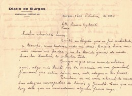 EN 1952 ESPAGNE BURGOS CASTILLE ET LEON DIARIO DE BURGOS DOCUMENT COMMERCIAL VILLEFRANCHE DE ROUERGUE AVEYRON - Spain