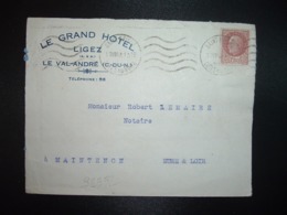 LETTRE TP PETAIN 1F50 OBL.MEC.11 VII 42 SAINT BRIEUC COTES DU NORD (22) LE GRAND HOTEL LE VAL ANDRE + LIGEZ (06) - Other & Unclassified