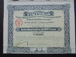 ROUMANIE - BAICOI-TZINTEA , VICTORIA, EXPLOITATION DU PETROLE - ACTION DE 100 FRS - PARIS 1924 - BELLE VIGNETTE - Other & Unclassified