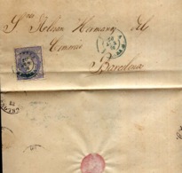 Año 1870 Edifil 107 50m Sellos Efigie Carta   Matasellos Azul Estella Navarra - Briefe U. Dokumente