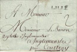 Pli De Lille => Ingelmunster. 6/09/1773 Adressé Au Baron De Plotho Au Sujet Le La Terre Au Ronsbrugghe Signé Mauroy. - 1714-1794 (Paises Bajos Austriacos)