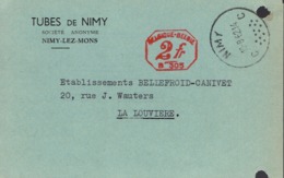 CP Des Tubes De Nimy, Société Anonyme, Nimy Lez Mons Vers La Louvière Du 18/8/1962 - 1950 - ...