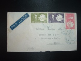 DEVANT Pour Le MAROC TP SCHOELCHER 20F + 10F + 3F OBL. Tiretée Bleue 12 AVR 46 - Cartas & Documentos