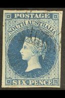 SOUTH AUSTRALIA 1855 6d Deep Blue Imperf, SG 3, Superb Used. A Beauty. For More Images, Please Visit Http://www.sandafay - Other & Unclassified